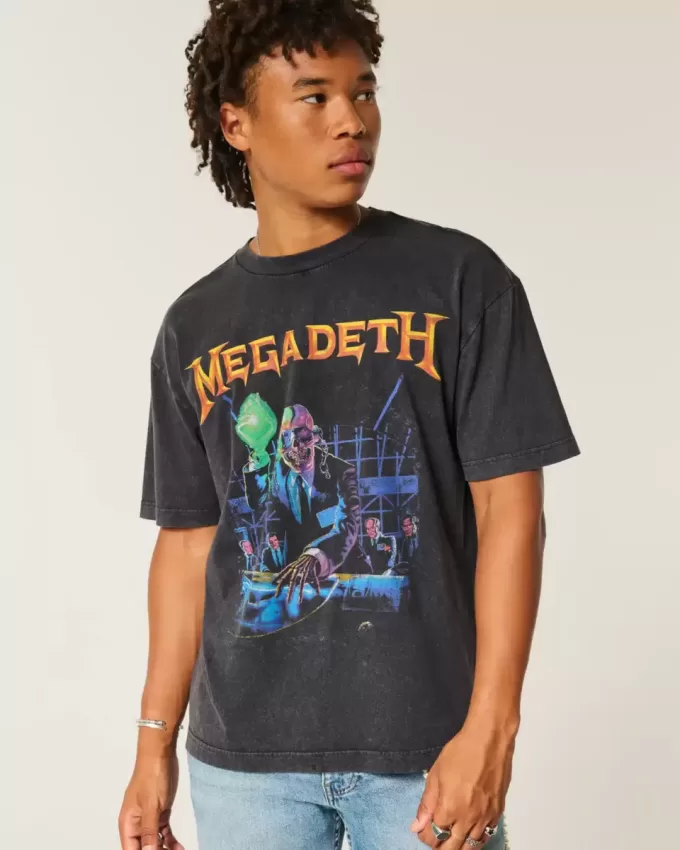 Kastenförmiges Megadeth Tour-T-Shirt mit Grafik Kastenförmiges Megadeth Tour-T-Shirt mit Grafik