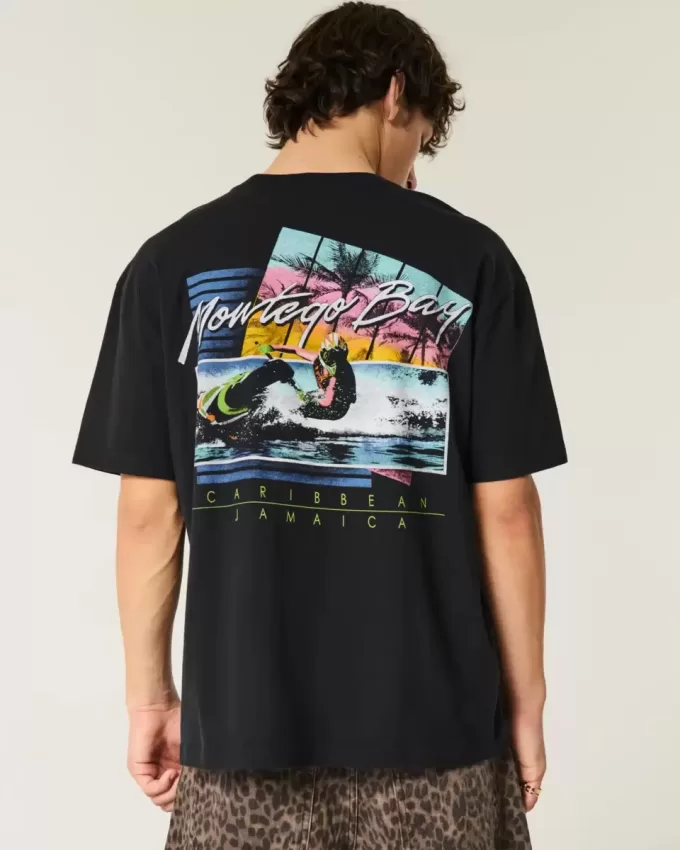 Kastenförmiges Montego Bay-T-Shirt mit Grafik Kastenförmiges Montego Bay-T-Shirt mit Grafik