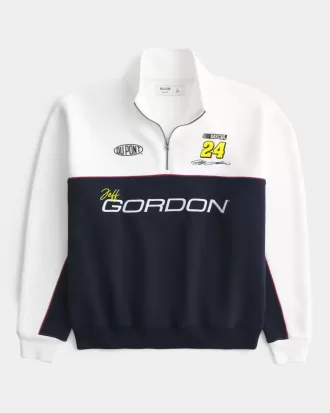 Kastenförmiges NASCAR Jeff Gordon Grafik-Sweatshirt mit halbem Reißverschluss
