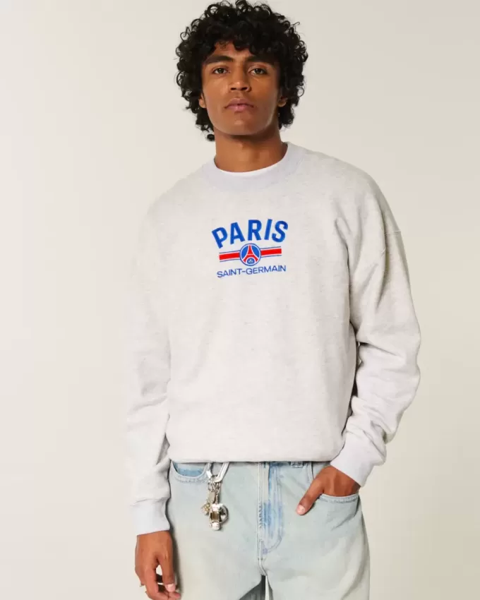 Kastenförmiges Rundhals-Sweatshirt mit Paris Saint-Germain-Grafik