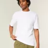 Kastenförmiges Rundhals-T-Shirt aus schwerer Baumwolle