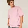 Kastenförmiges Rundhals-T-Shirt aus schwerer Baumwolle Kastenförmiges Rundhals-T-Shirt aus schwerer Baumwolle