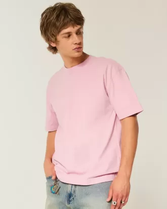 Kastenförmiges Rundhals-T-Shirt aus schwerer Baumwolle