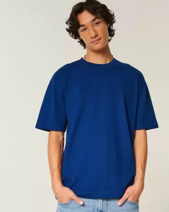 Kastenförmiges Rundhals-T-Shirt aus schwerer Baumwolle