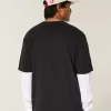 Kastenförmiges Rundhals-T-Shirt aus schwerer Baumwolle