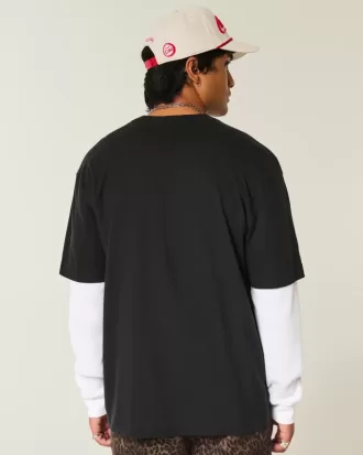 Kastenförmiges Rundhals-T-Shirt aus schwerer Baumwolle