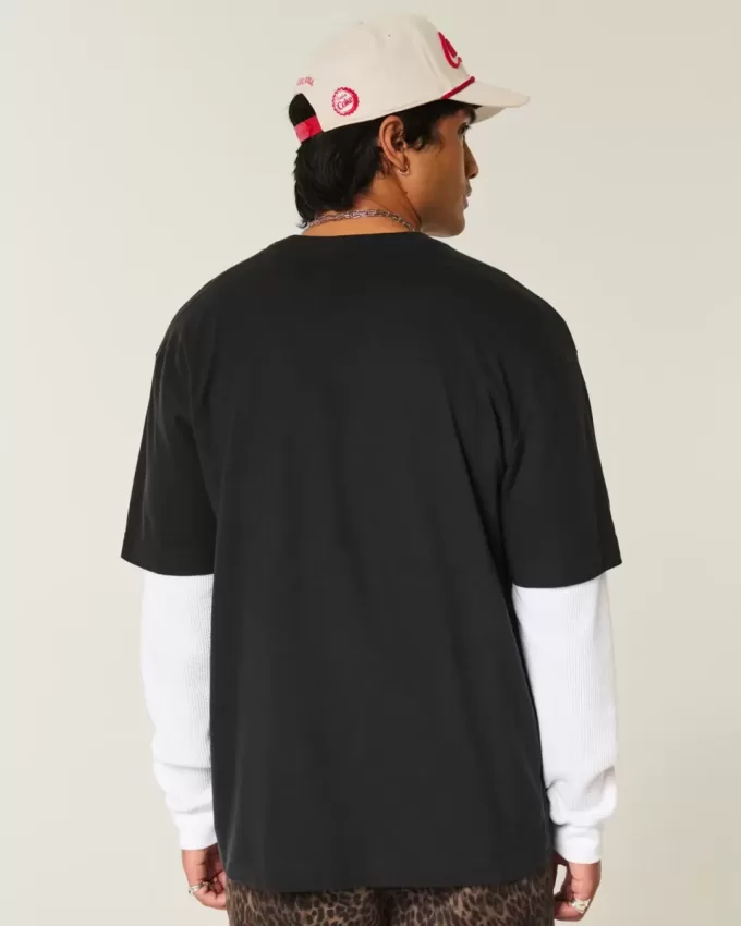 Kastenförmiges Rundhals-T-Shirt aus schwerer Baumwolle