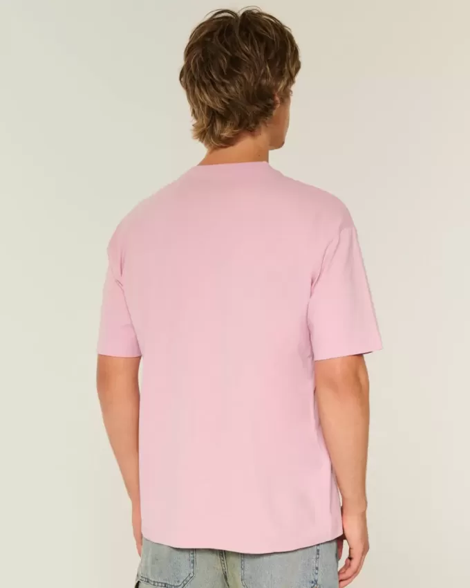 Kastenförmiges Rundhals-T-Shirt aus schwerer Baumwolle Kastenförmiges Rundhals-T-Shirt aus schwerer Baumwolle