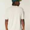 Kastenförmiges Rundhals-T-Shirt aus schwerer Baumwolle Kastenförmiges Rundhals-T-Shirt aus schwerer Baumwolle