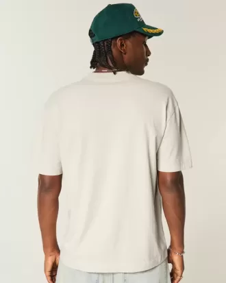 Kastenförmiges Rundhals-T-Shirt aus schwerer Baumwolle