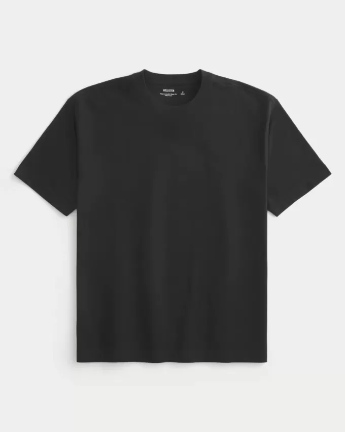 Kastenförmiges Rundhals-T-Shirt aus schwerer Baumwolle