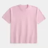 Kastenförmiges Rundhals-T-Shirt aus schwerer Baumwolle Kastenförmiges Rundhals-T-Shirt aus schwerer Baumwolle