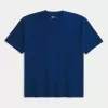 Kastenförmiges Rundhals-T-Shirt aus schwerer Baumwolle Kastenförmiges Rundhals-T-Shirt aus schwerer Baumwolle
