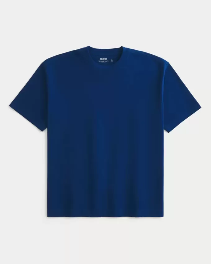 Kastenförmiges Rundhals-T-Shirt aus schwerer Baumwolle Kastenförmiges Rundhals-T-Shirt aus schwerer Baumwolle