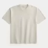 Kastenförmiges Rundhals-T-Shirt aus schwerer Baumwolle Kastenförmiges Rundhals-T-Shirt aus schwerer Baumwolle