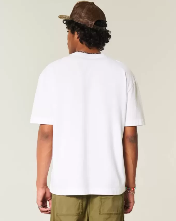 Kastenförmiges Rundhals-T-Shirt aus schwerer Baumwolle