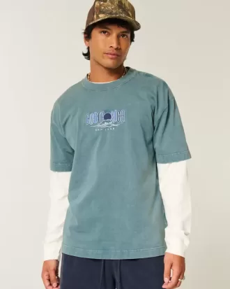 Kastenförmiges, schweres Costa Rica-T-Shirt mit Grafik