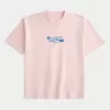 Kastenförmiges, schweres Hawaii-T-Shirt mit Grafik