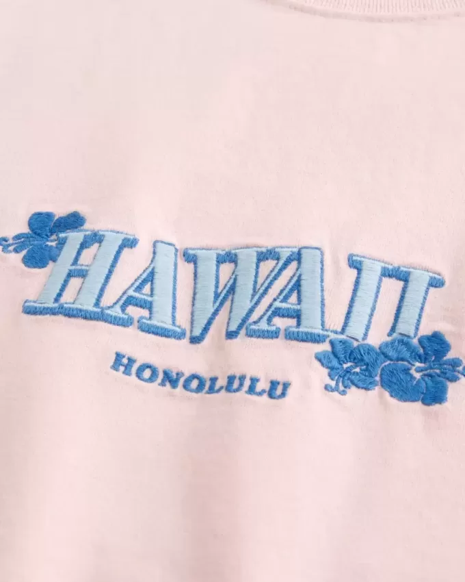 Kastenförmiges, schweres Hawaii-T-Shirt mit Grafik
