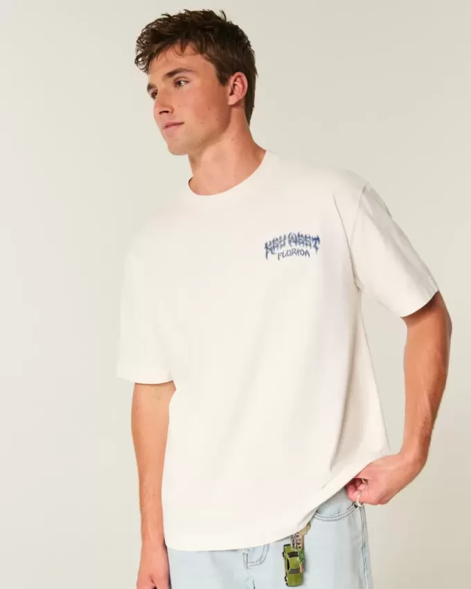 Kastenförmiges, schweres Key West-T-Shirt mit Grafik Kastenförmiges, schweres Key West-T-Shirt mit Grafik