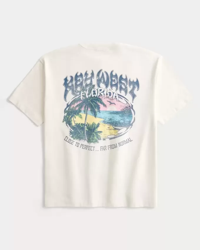 Kastenförmiges, schweres Key West-T-Shirt mit Grafik Kastenförmiges, schweres Key West-T-Shirt mit Grafik
