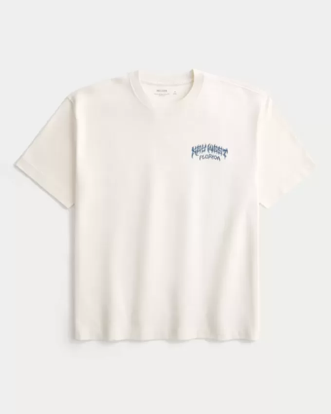 Kastenförmiges, schweres Key West-T-Shirt mit Grafik Kastenförmiges, schweres Key West-T-Shirt mit Grafik
