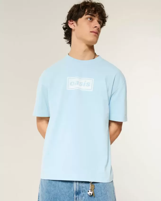 Kastenförmiges, schweres Oasis-T-Shirt mit Grafik Kastenförmiges, schweres Oasis-T-Shirt mit Grafik