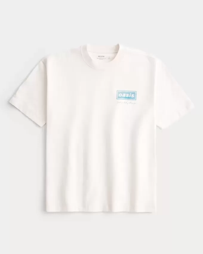 Kastenförmiges, schweres Oasis-T-Shirt mit Grafik Kastenförmiges, schweres Oasis-T-Shirt mit Grafik
