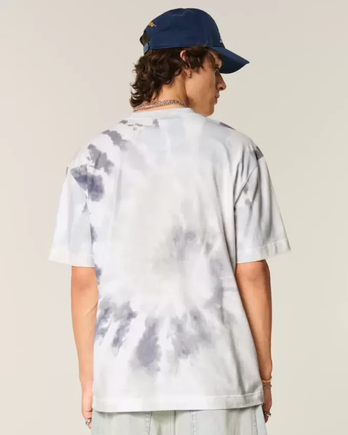 Kastenförmiges, schweres T-Shirt aus Batik-Baumwolle mit Rundhalsausschnitt Kastenförmiges, schweres T-Shirt aus Batik-Baumwolle mit Rundhalsausschnitt