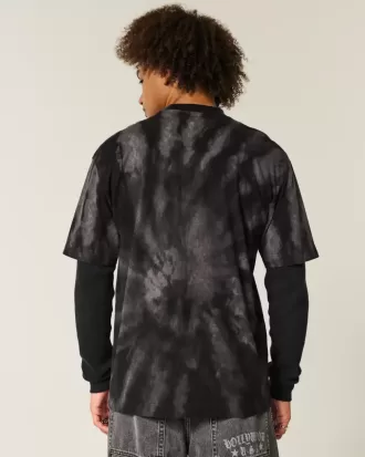 Kastenförmiges, schweres T-Shirt aus Batik-Baumwolle mit Rundhalsausschnitt