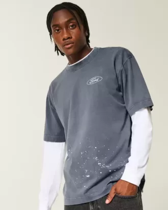 Kastenförmiges, schweres T-Shirt mit Ford-Grafik