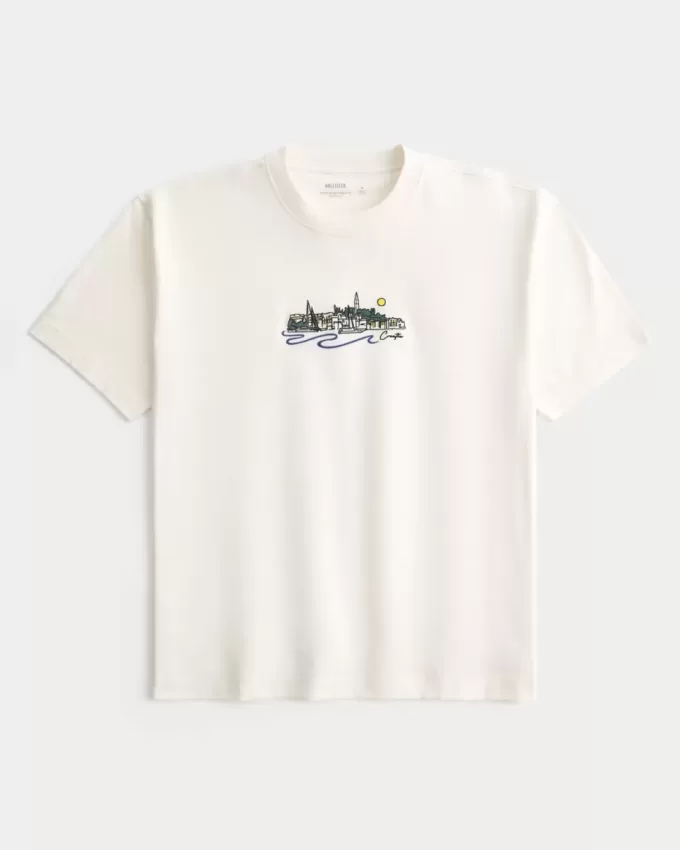 Kastenförmiges, schweres T-Shirt mit Kroatien-Grafik