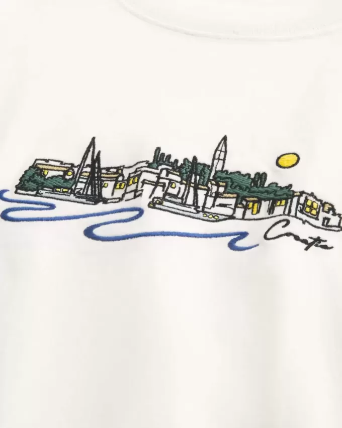 Kastenförmiges, schweres T-Shirt mit Kroatien-Grafik