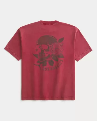 Kastenförmiges, schweres T-Shirt mit Los Angeles-Grafik