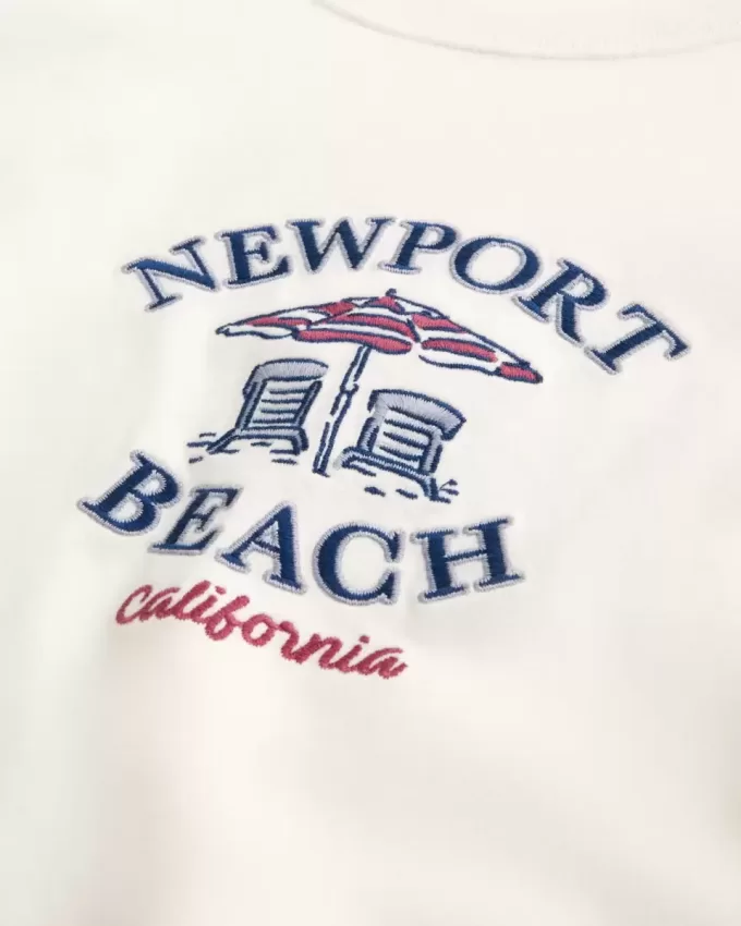 Kastenförmiges, schweres T-Shirt mit Newport Beach-Grafik Kastenförmiges, schweres T-Shirt mit Newport Beach-Grafik