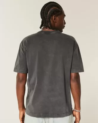 Kastenförmiges, schweres T-Shirt mit Oahu-Grafik