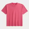 Kastenförmiges, schweres T-Shirt mit Rundhalsausschnitt aus gewaschener Baumwolle Kastenförmiges, schweres T-Shirt mit Rundhalsausschnitt aus gewaschener Baumwolle
