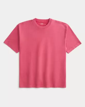 Kastenförmiges, schweres T-Shirt mit Rundhalsausschnitt aus gewaschener Baumwolle