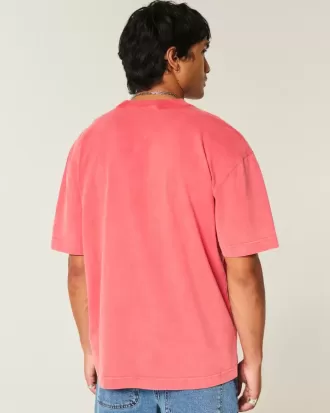 Kastenförmiges, schweres T-Shirt mit Rundhalsausschnitt aus gewaschener Baumwolle