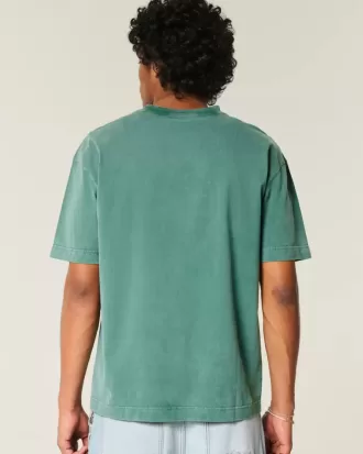 Kastenförmiges, schweres T-Shirt mit Rundhalsausschnitt aus gewaschener Baumwolle