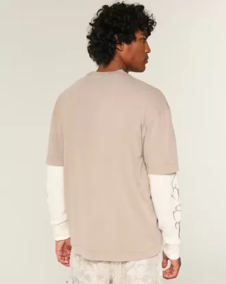 Kastenförmiges, schweres T-Shirt mit Rundhalsausschnitt aus gewaschener Baumwolle