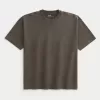 Kastenförmiges, schweres T-Shirt mit Rundhalsausschnitt aus gewaschener Baumwolle