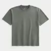 Kastenförmiges, schweres T-Shirt mit Rundhalsausschnitt aus gewaschener Baumwolle