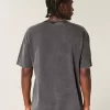 Kastenförmiges, schweres T-Shirt mit Rundhalsausschnitt aus gewaschener Baumwolle