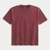 Kastenförmiges, schweres T-Shirt mit Rundhalsausschnitt aus gewaschener Baumwolle Kastenförmiges, schweres T-Shirt mit Rundhalsausschnitt aus gewaschener Baumwolle