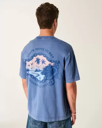 Kastenförmiges, schweres T-Shirt mit South Padre Island-Grafik