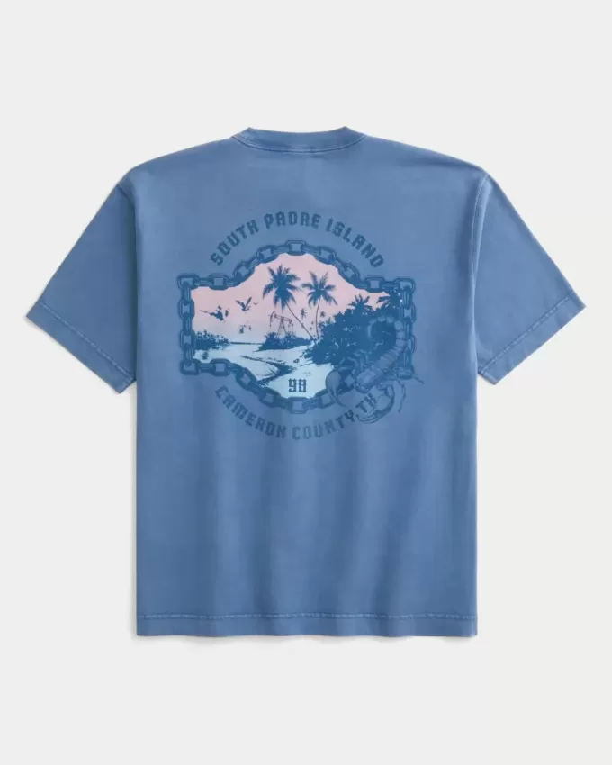 Kastenförmiges, schweres T-Shirt mit South Padre Island-Grafik Kastenförmiges, schweres T-Shirt mit South Padre Island-Grafik