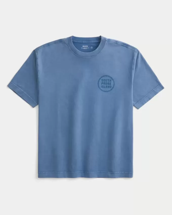 Kastenförmiges, schweres T-Shirt mit South Padre Island-Grafik Kastenförmiges, schweres T-Shirt mit South Padre Island-Grafik