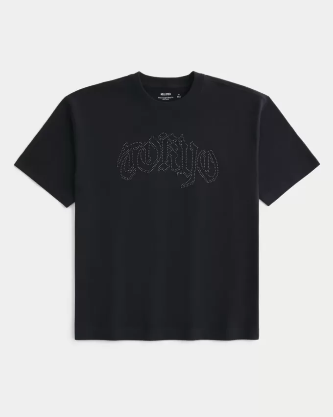 Kastenförmiges schweres Tokyo-T-Shirt mit Grafik Kastenförmiges schweres Tokyo-T-Shirt mit Grafik
