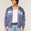 Kastenförmiges Sweatshirt mit Palm Beach-Grafik und Reißverschluss Kastenförmiges Sweatshirt mit Palm Beach-Grafik und Reißverschluss